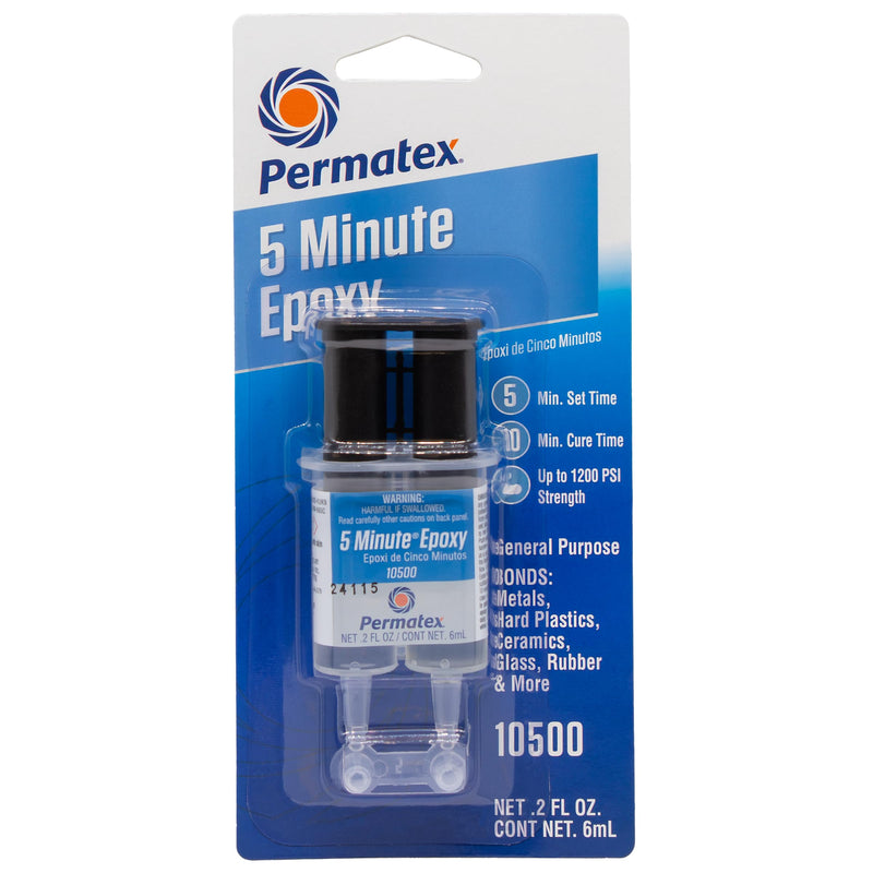 Permatex 10500-5 Minute Epoxy, Single-Use Syringe for General Purpose Creates a Hard, Rigid Bond for Coating in Minutes - Resin epoxy is Resistant to Water and solvents, and All-Purpose Liquid 0.2 oz. (Pack of 1) - NewNest Australia