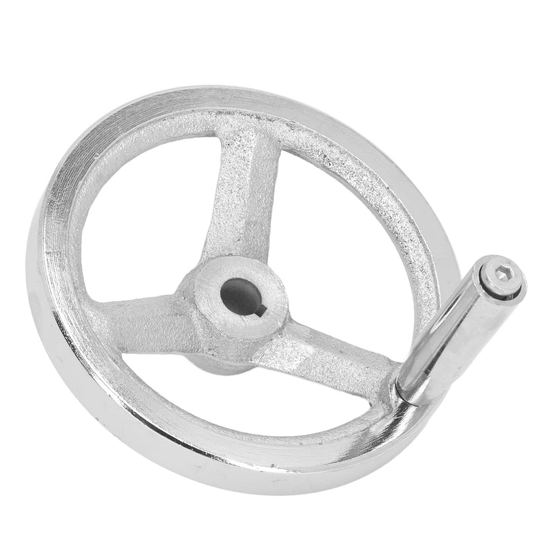 125mm Diameter 12mm ID Rotary Handwheel, Cast Iron Chrome Plated Round Hand Wheel Detachable Hand Crank Revolving Handwheel With Handle for Lathe, Milling Machine