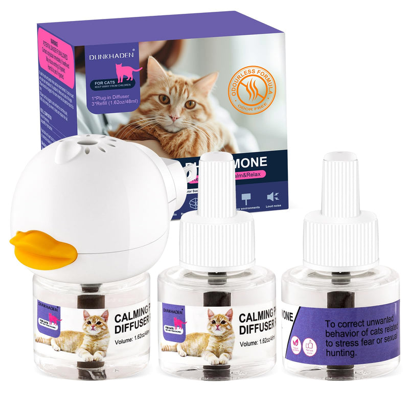 Cat Calming Pheromone Diffuser Reduces Conflict Between Cats Effective Anxiety Relief for Cats & Cat Calming Soothing 48ML 3 Refills Fits All Cats - 3 Pack - PawsPlanet Australia