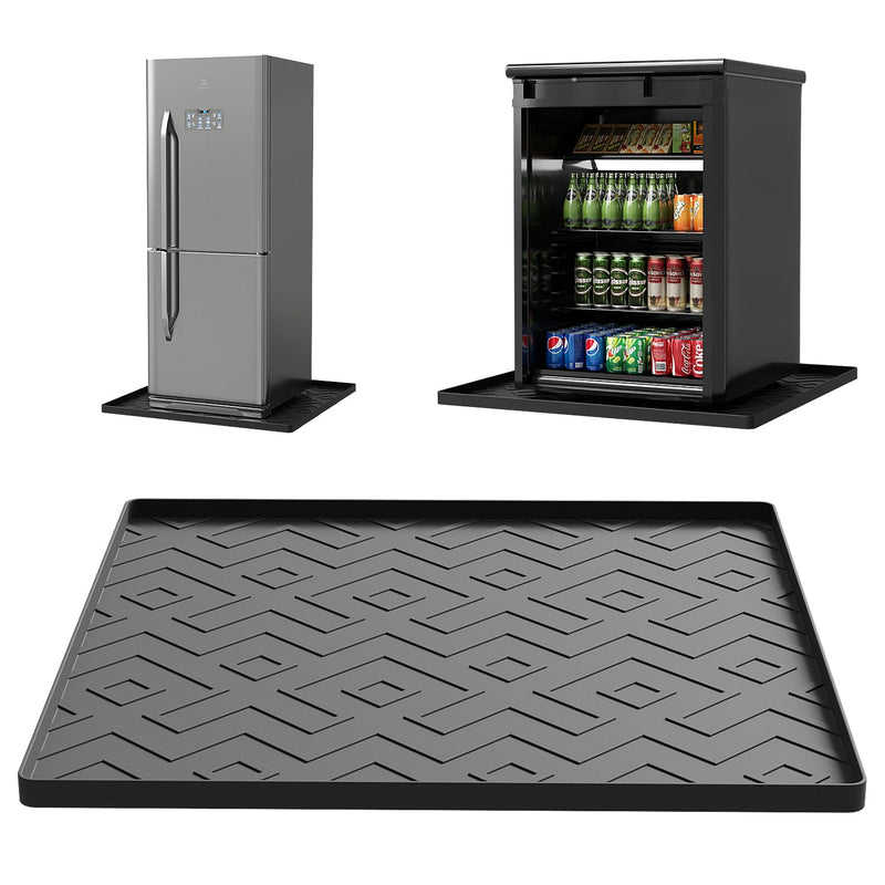 Mini Fridge Silicone Mat 19.7"x19.7"x0.4" - Non-Slip, Spill-Proof, Drip Prevention | Ideal for Refrigerators, Washing Machines, Dryers, Wine Coolers, and Dishwashers Black 19.7' * 19.7'