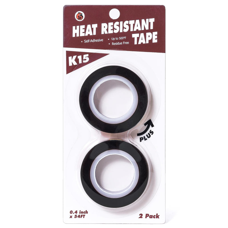 K15 Heat Tape - Professional Heat Press Tape for Vinyl Sublimation Heat Sublimation Heat Transfer, Oxidation and High Temperature Resistance Residue Free - 2Pack, 0.4 inch x 54FT 0.4in*2pack