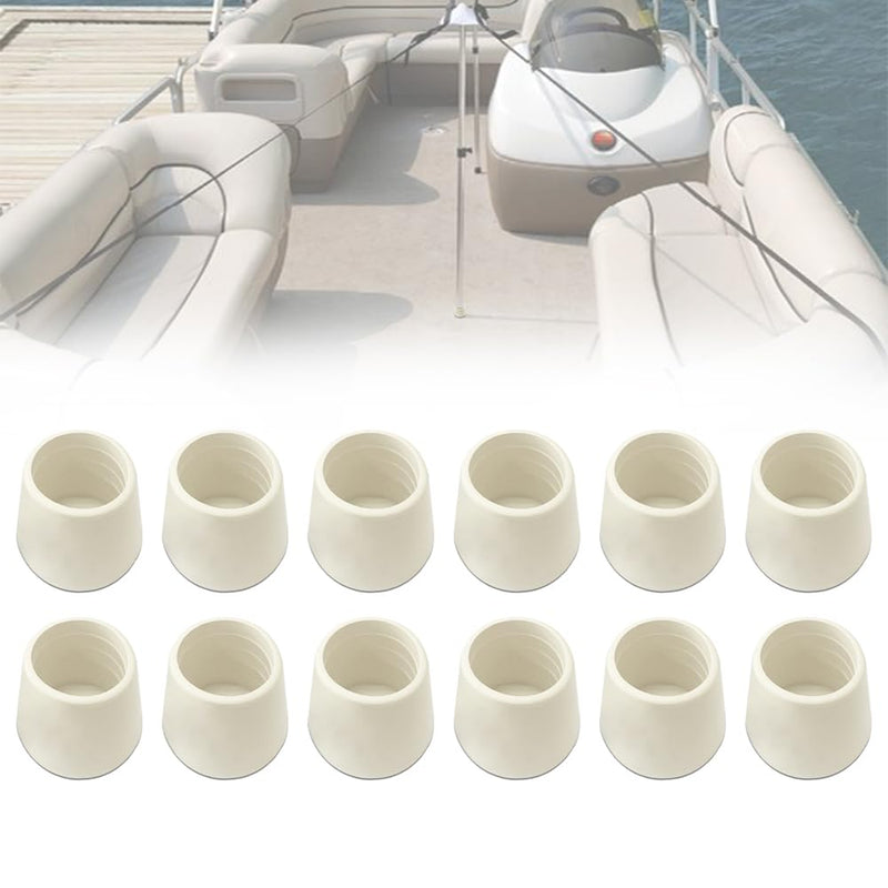 Boat Cover Support Pole Bottom End Cap - 7/8" Rubber Top, Boat Accessories, 12 Pcs (White) White
