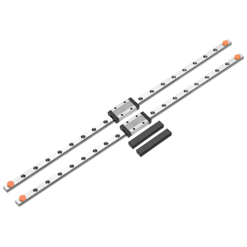 uxcell 2pcs MGN9 400mm Linear Guide Rail with 2pcs MGN9H Sliding Carriage Block Bearing Steel and 2pcs Plastic Mini MGN12 Linear Guide for DIY 3D Printers and CNC Machine, Silver