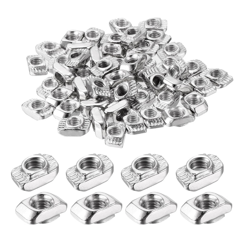 uxcell 200Pcs M4 T Nuts Sliding T Slot Nut Fastener Carbon Steel Nickel Plated Half Round Roll in Sliding Aluminum Profile Accessories 2020 Series M4-0.7x10x6x4.4mm 200