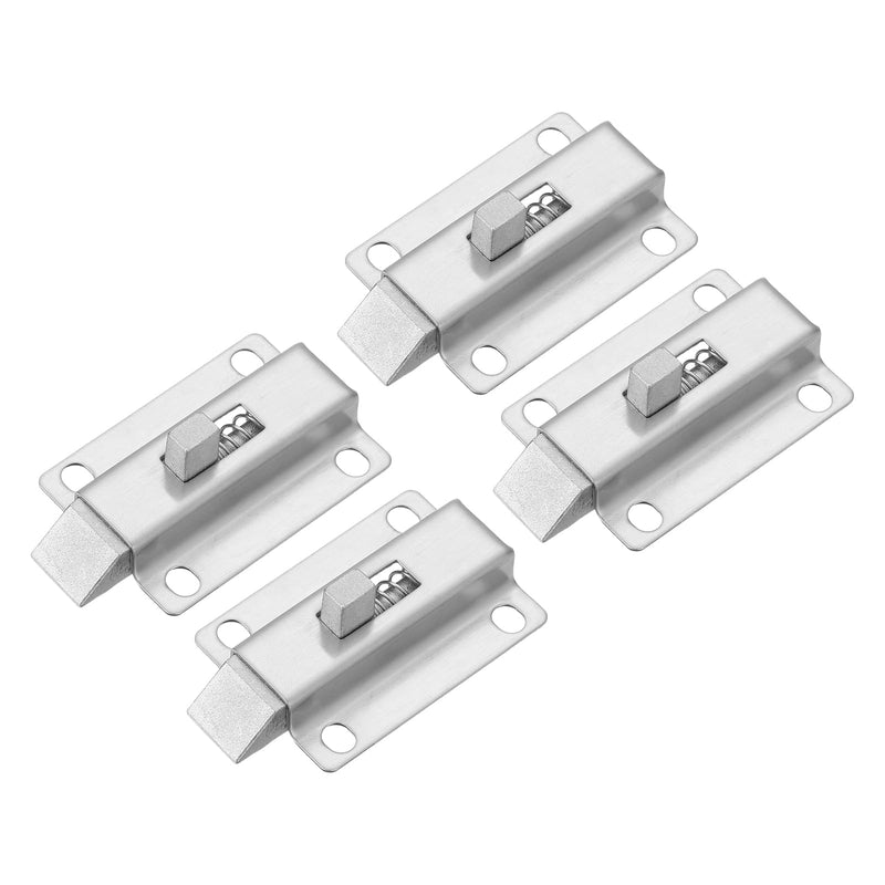 uxcell Spring Bounce Lock, 50mm/2 inch Automatic Spring Loaded Latches Stainless Steel Door Bolt Latch for Gate Window Cabinet Furniture, 4Pcs 4