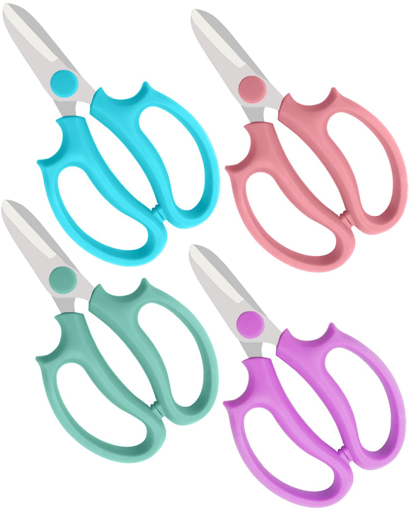 Flower Scissors - 4 Pcs Stainless Steel Flower Shears, Garden Plant Floral Shears for Fresh Flowers Stems (Blue, Green, Pink, Violet)