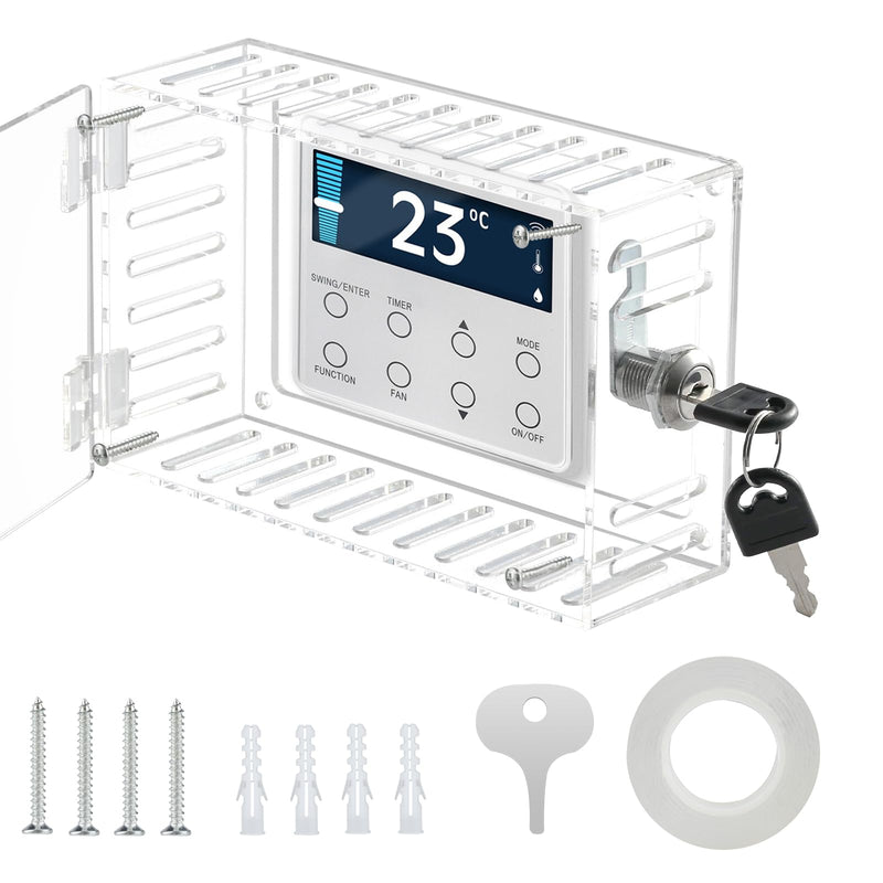 Baby proofing Thermostat Lock Box with Key,Clear Thermostat Lock Box Cover with Key,Thermostat Cover with Lock,Thermostat Guard for Thermostat on Wall 4"H x 5.9"W or Smaller,AC Lock Box Cover
