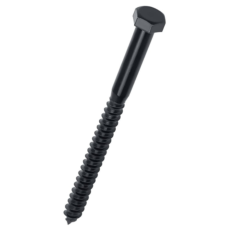 1/2 x 5 Black Hex Head Lag Screws Bolts (6 pcs), 304 Stainless Steel 18/8, Black Oxide Coated, Partial Thread, Deck Screws, Heavy Duty Hex Head Wood Lag Screws, Fayeploo 1/2 x 5" 6