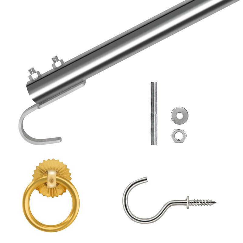 Complete Ladder Pull Down System Kit, Attic Stair Pull Kit, Includes 1 Attic Extension Rod up to 40 Inches and 1 Storage Hook.
