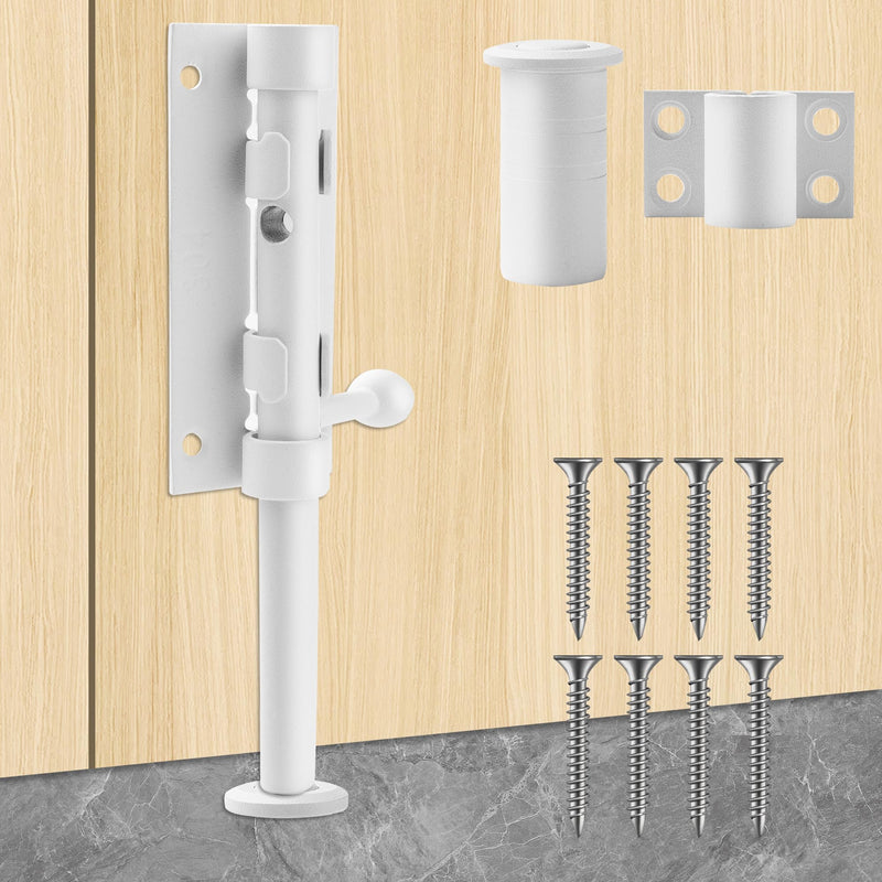 Heavy Duty 304 Stainless Steel Gate Latches,for Wooden Fences,Metal Gates Doors Stopper,Padlock Latches Heavy Duty Barrel Bolts Safety,Yard Door，Barn Door Slide Bolt (White, 6.3in) White