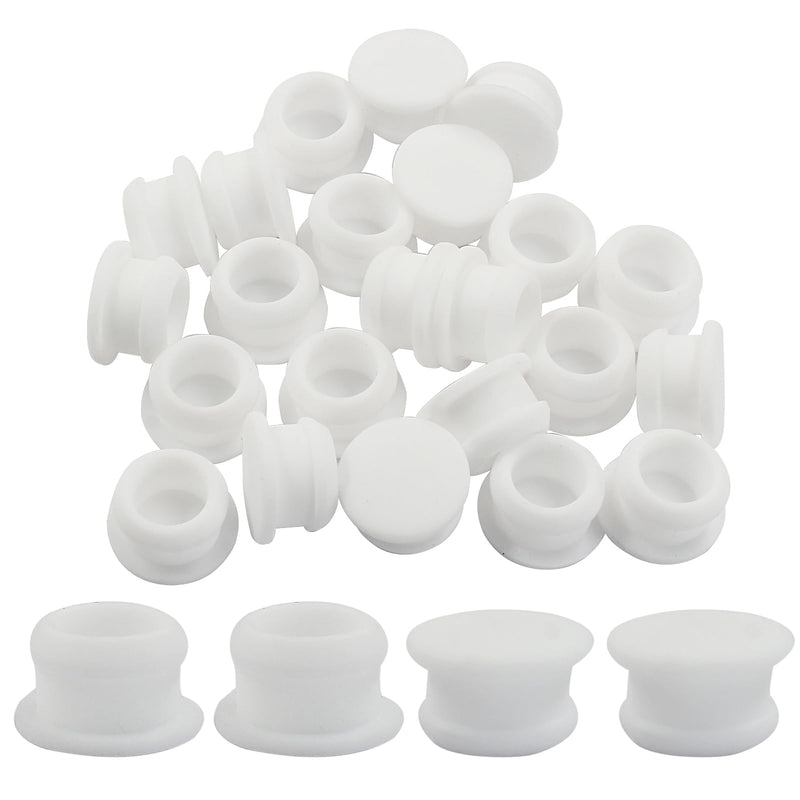 Murtenze 20PCS 12mm/0.47 Inch Silicone Hole Plugs Snap in Locking, Rubber Hole Plug Waterproof Tapered Round Hole Stoppers Flush Type Panel Plugs Fastener(White) 20