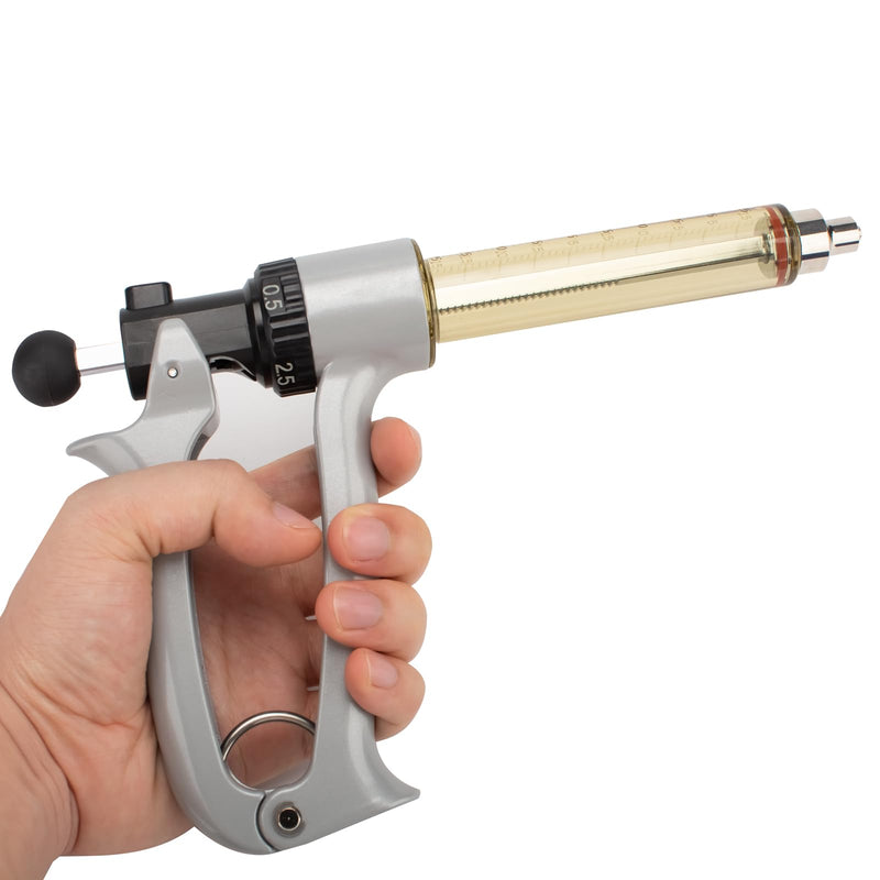 25ML Semi-Automatic Adjustable Injector Syringe, Precision Syringe Pump - Adjustable 0.5ml to 2.5ml Range for Fast Continuous Injection in Pigs, Cattle, Chicken, Goat, and Other Livestock 25ml