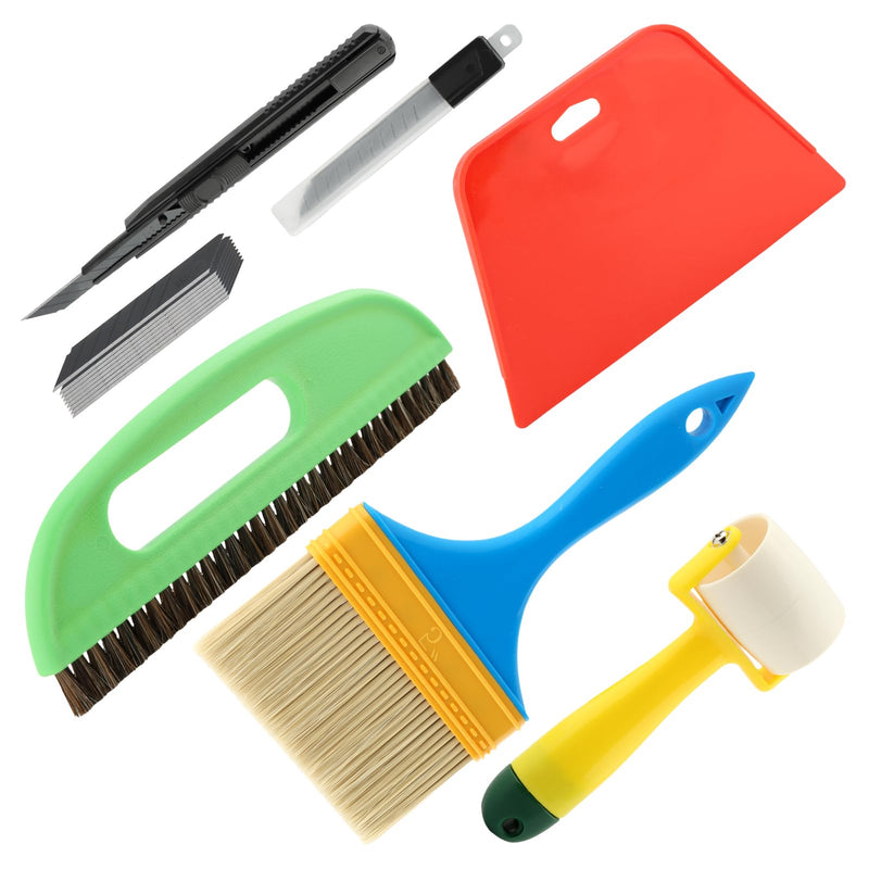 LOQJSS Wallpaper Smoothing Tool Kit,15 Pcs Smoother Tools Set,Wallpaper Smoothing Brush,Wallpaper Squeegee Seam Roller,Wallpaper Tools for Applying Peel and Stick Wallpaper