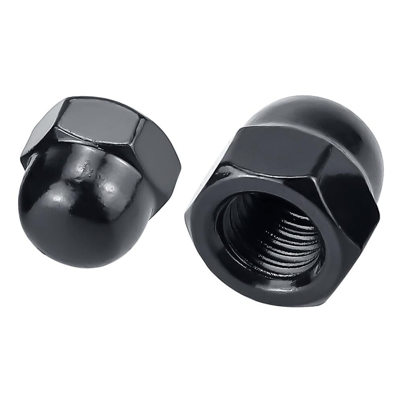 1/4-20 Black Acorn Hex Cap Nuts (50 pcs), 304 Stainless Steel 18/8, Black Oxide Coated, Acorn Dome Head Cap Nuts, Fayeploo 1/4-20