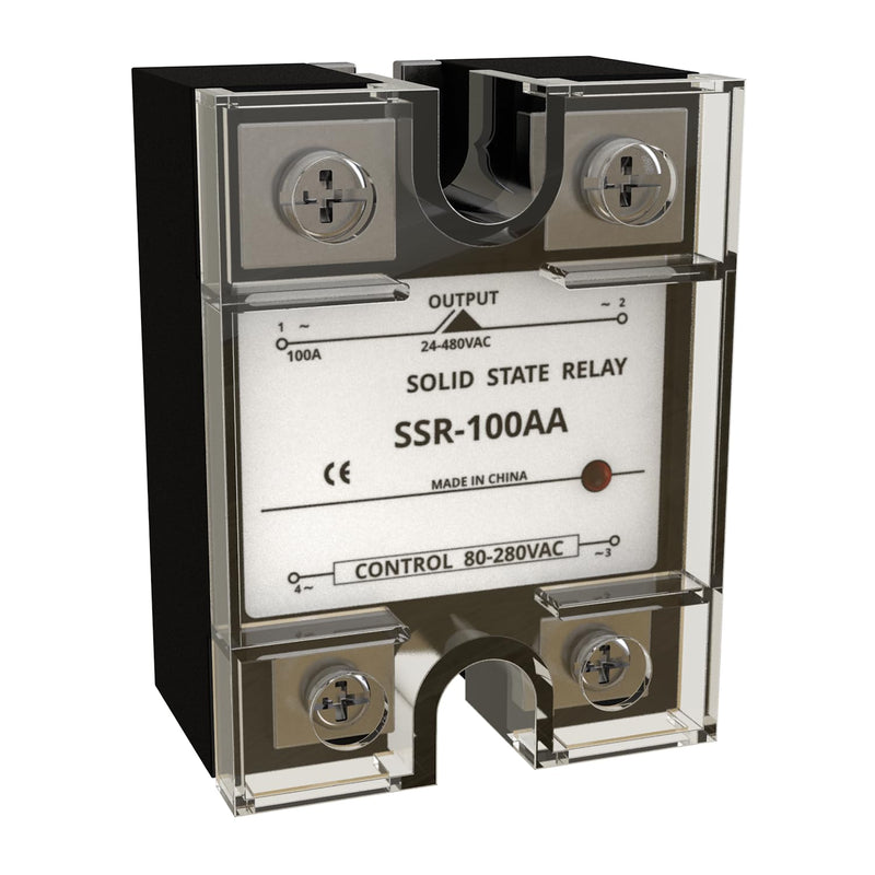 Solid State Relay 100 Amp SSR-100AA,80-280VAC/24-480VAC,4-Screw Terminals Single Phase Solid State Relay 100A AA