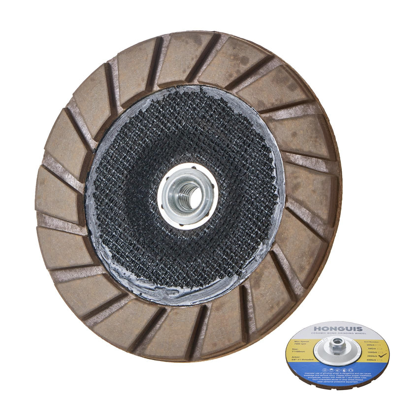 7 inch Ceramic Bond Edge Cup Grinding Wheel,5/8"-11 Arbor for Concrete Smoothing Polishing with Handheld Grinder,200 Grit 7" 200 Grit