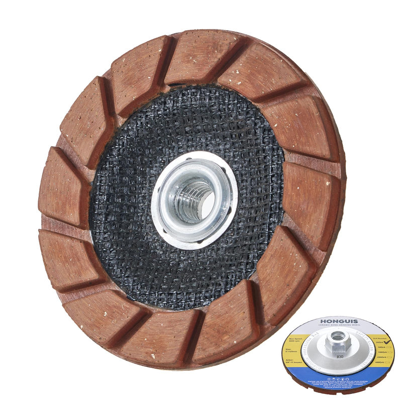 5 inch Ceramic Bond Grinding Wheels,5/8"-11 Arbor Diamond Cup Grinding Disc for Concrete Smoothing Scratches Removal,30 Grit 30 Grit