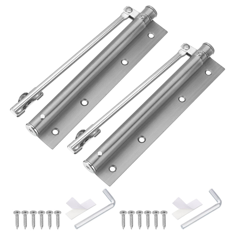 uxcell 2 Pcs 195mm/7.68" Spring Door Closer, Stainless Steel Automatic Door Closers with Adjustable Closing Speed for Home Self-Closing 5kg Door, Silver