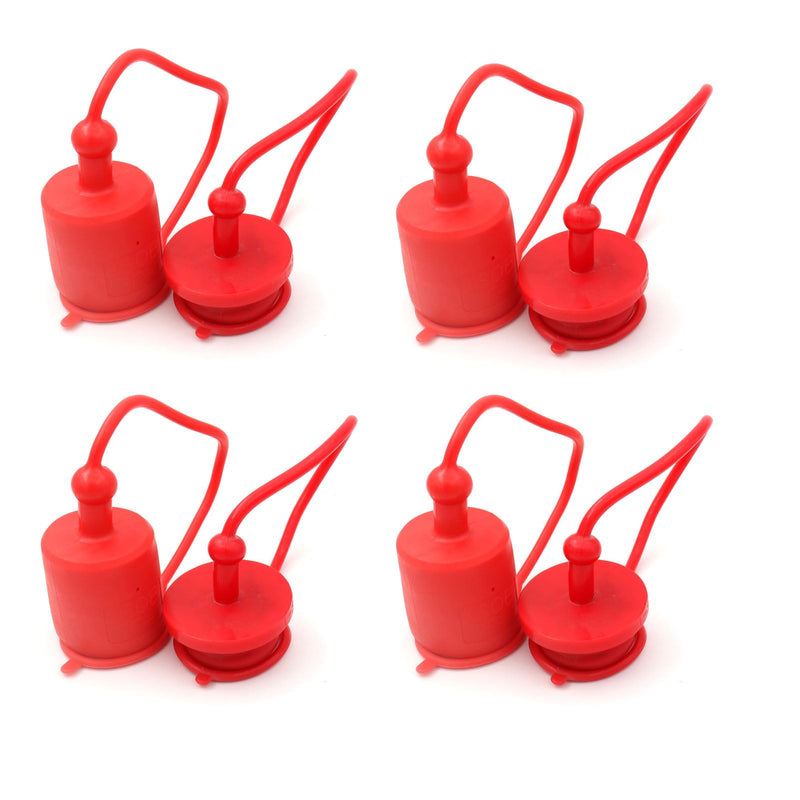 1/4" ISO5675 Hydraulic Coupling Dust Cap and Plug,Red Rubber Male Dust Cap and Female Plug Covers for Hydraulic Quick Coupler 4set 0.25 Inch