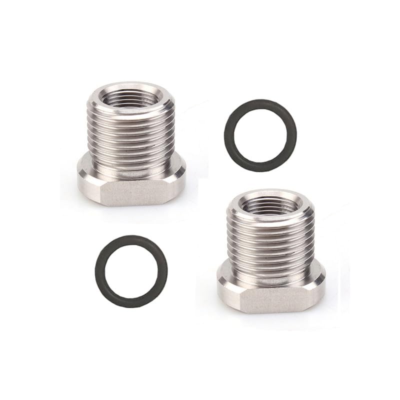2 Pack 304 Stainless Steels Thread Protector, 1/2 x 28 Convert to 5/8x24 with Crush Washer,Sliver Sliver Stainless Steel