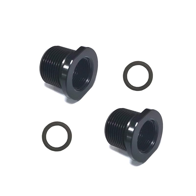 2 Pack Aluminum Thread Protector, 1/2 x 28 Convert to 5/8x24 with O-Ring,Black Black