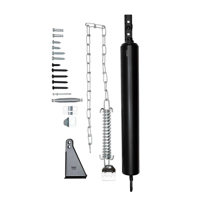 Ideal Security Model 8160 Heavy-Duty Pneumatic Storm Door Closer with Torsion Bar and Wind Chain, 10.5" L x 1.5" W, Adjustable Speed, Secure Closing, Black