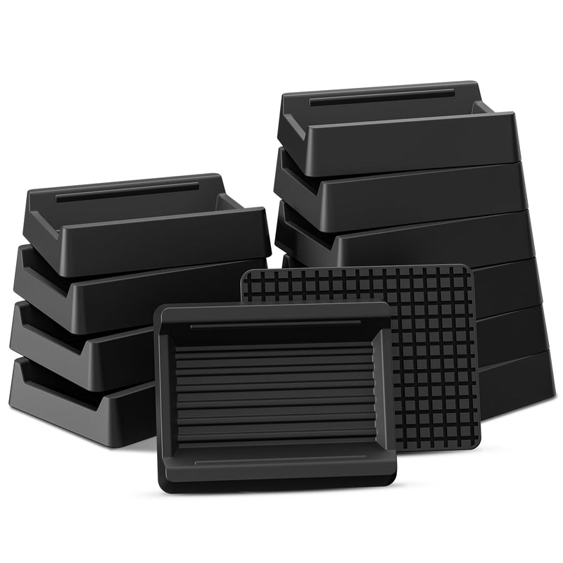 12 Pcs Non Slip Furniture Pads, 2.9"x2.3" Silicone Furniture Cups - Furniture Stoppers to Prevent Sliding fit Furniture, Bed, Sofa, Chairs - Floor Protectors and Prevents Scratches - Black 12