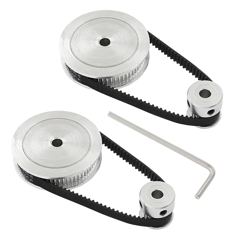 2Pcs Set GT2 Synchronous Wheel 20&60 Teeth 5mm Bore Aluminum Timing Pulley with 2Pcs Length 200mm Width 6mm Belt 20-60T-5B-6 1