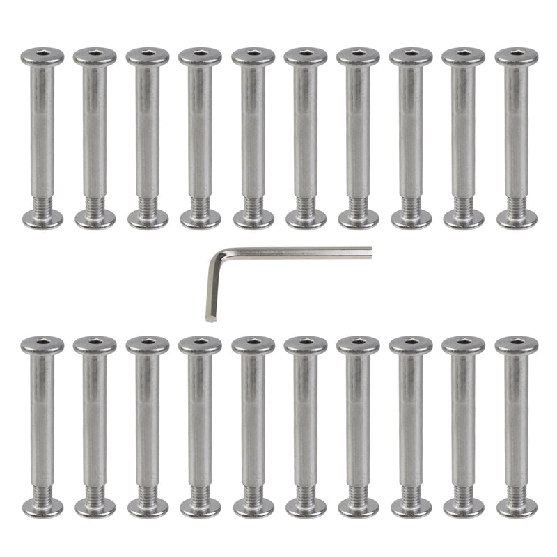 Oedema 20 Sets M5×10mm Silver Screw Rivets Φ6×35mm Furniture Nuts Stainless Steel Binding Post Screw for Leather Binding, Furniture M5×10mm, Φ6×35mm