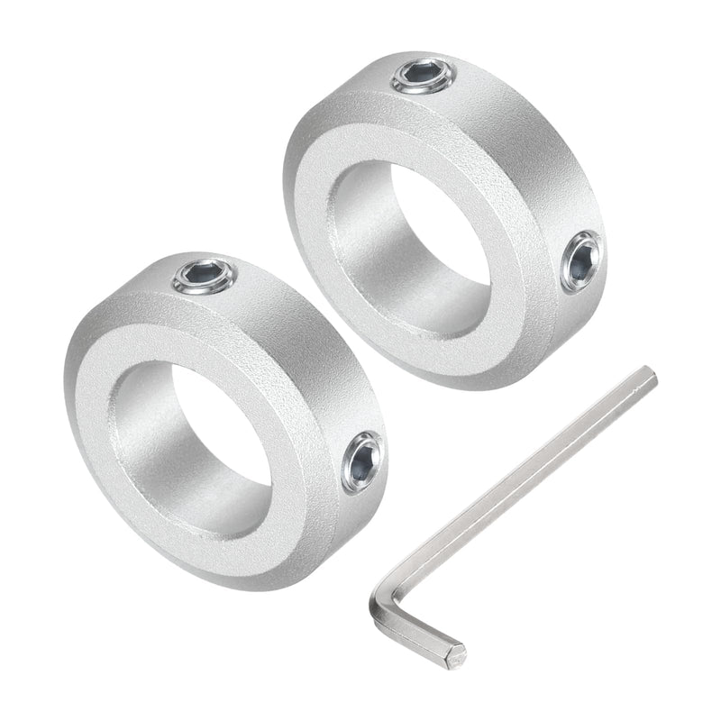 uxcell Set Screw Shaft Collar for 18mm Shaft, 2pcs Clamping Collars 32mm OD, 10mm Thickness, Aluminum Alloy Clamp-On Collar with M6 Set Screws and a Wrench