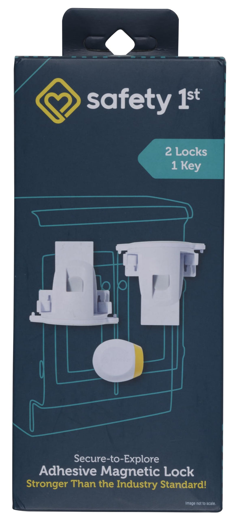 Safety 1st Adhesive Magnetic Cabinet Locks, Includes 2 Child Locks for Cabinets & Drawers, 1 Key, White 2 Locks + 1 Key