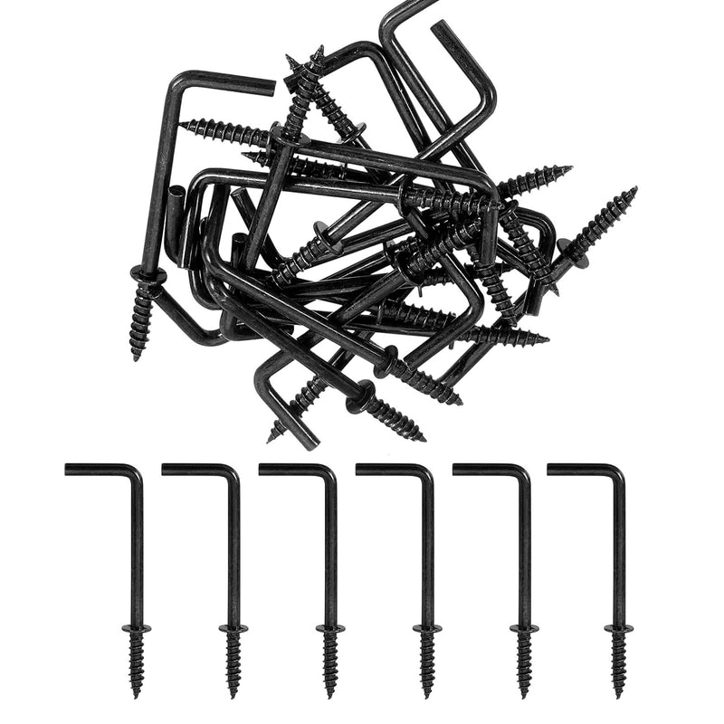 30Pcs Gun Black 2 Inch L Shape Screw Hooks L Shape Hooks 7 Shape Right Angle Medal Hooks, for Home/Workplace/Office