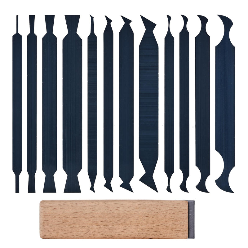 New Cabinet Scraper Cards asnd Cabinet Scraper Burnisher with 12 Piece Multi-Shaped Scraper Set Suitable for Various Small space and Small-Sized Tasks(HTCSCS13) HTCSCS13
