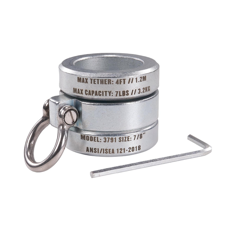 Ergodyne Squids 3791 Sleever Bar Lock Collar with Tethering Attachment Point for Tool Lanyard, Compatible Bar Size 7/8 .875 in