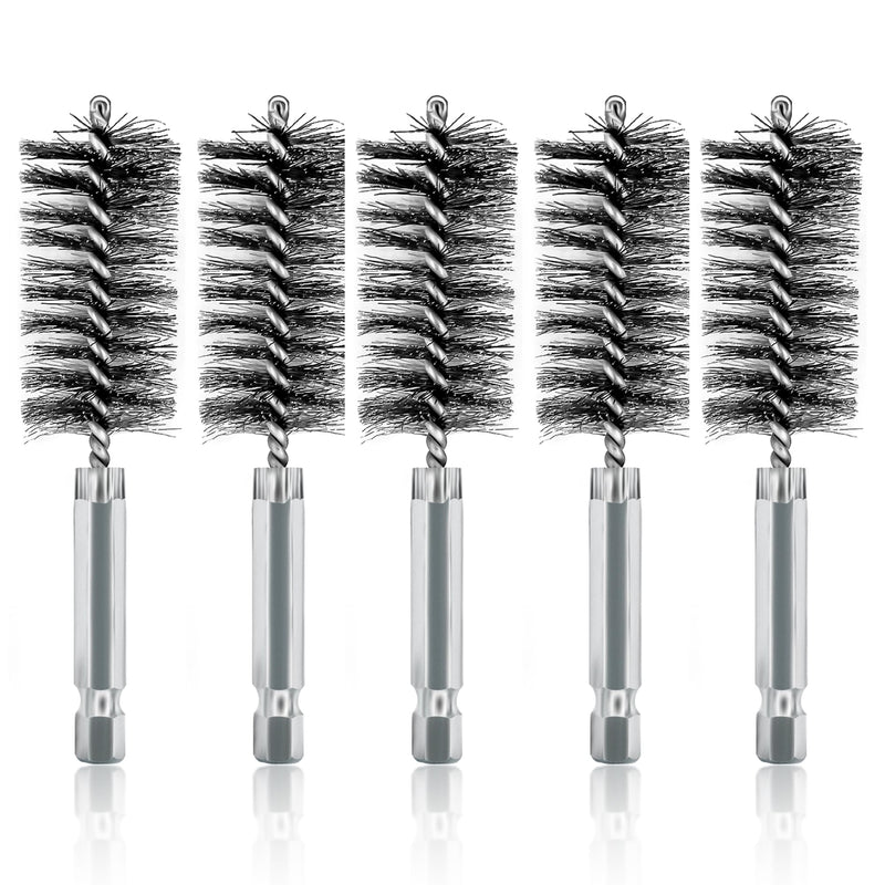 ASNOMY 5Pcs 1" Stainless Steel Bore Brush,25mm Stainless Steel Bristles Wire Brush Bore Cleaning Brush Set for Power Drill Cleaning, Abrasive Wire Brush Stainless Steel Brush with 1/4" Hex Shank 5Pcs 25mm | 1" Inch