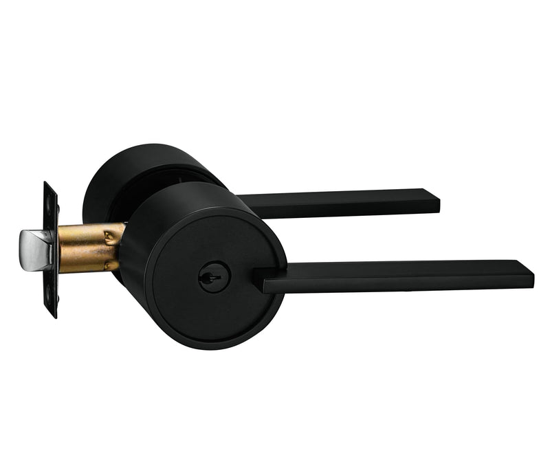 Berlin Modisch Zero Gravity Urban Series Entry Lever Door Handle Lock and Key Locking Lever Set [for Front Door or Office] Reversible Heavy Duty – Iron Black Finish Entry [lock with keys]