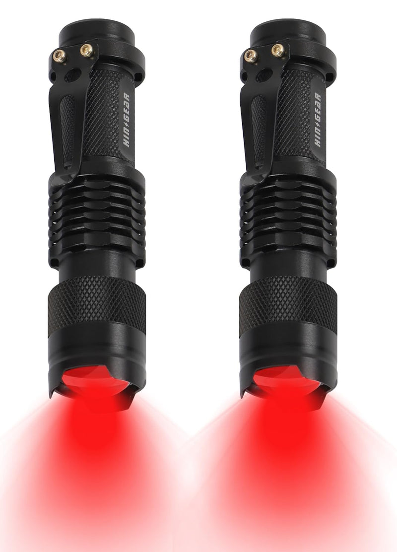 2 Pack Red Flashlight LED Single Mode Light 1 Mode LED Torch Scalable Red Light Flashlight for Astronomy Aviation Night Observation 2 Pack