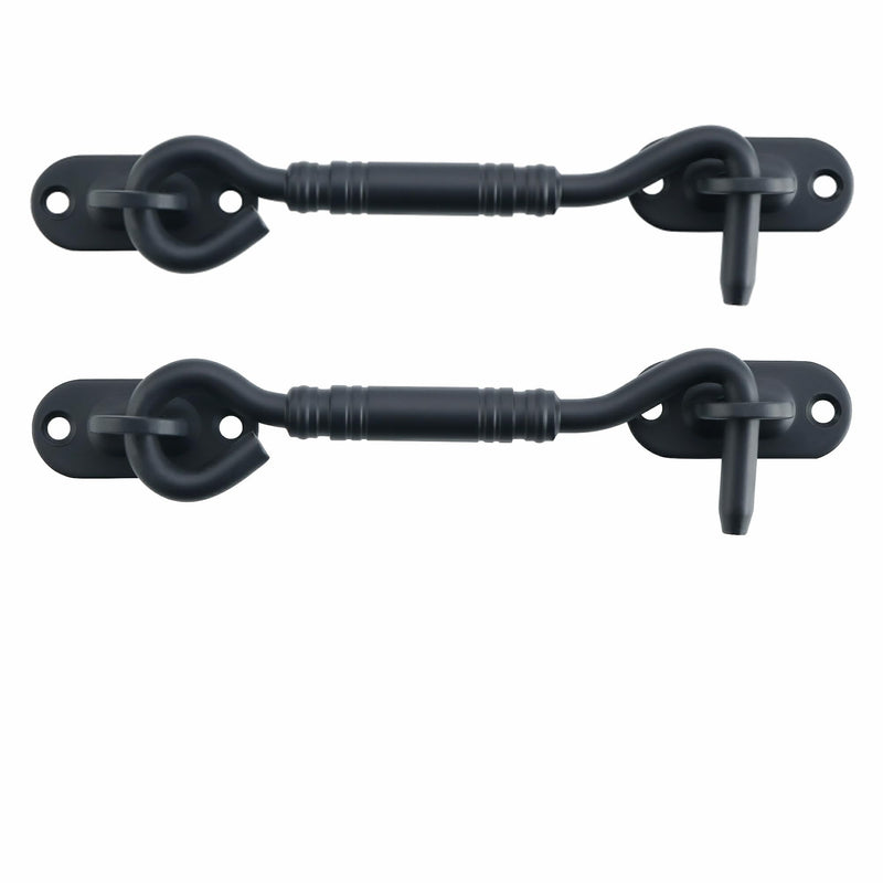 Alise 2 Pcs Hook and Eyes Catch Door Latch Locks for Window Barns Cabin Sliding Doors Double Gates Garage Shed Doors,4 Inch Solid Stainless Steel Latches,Matte Black 4 Inch(2 Pack)