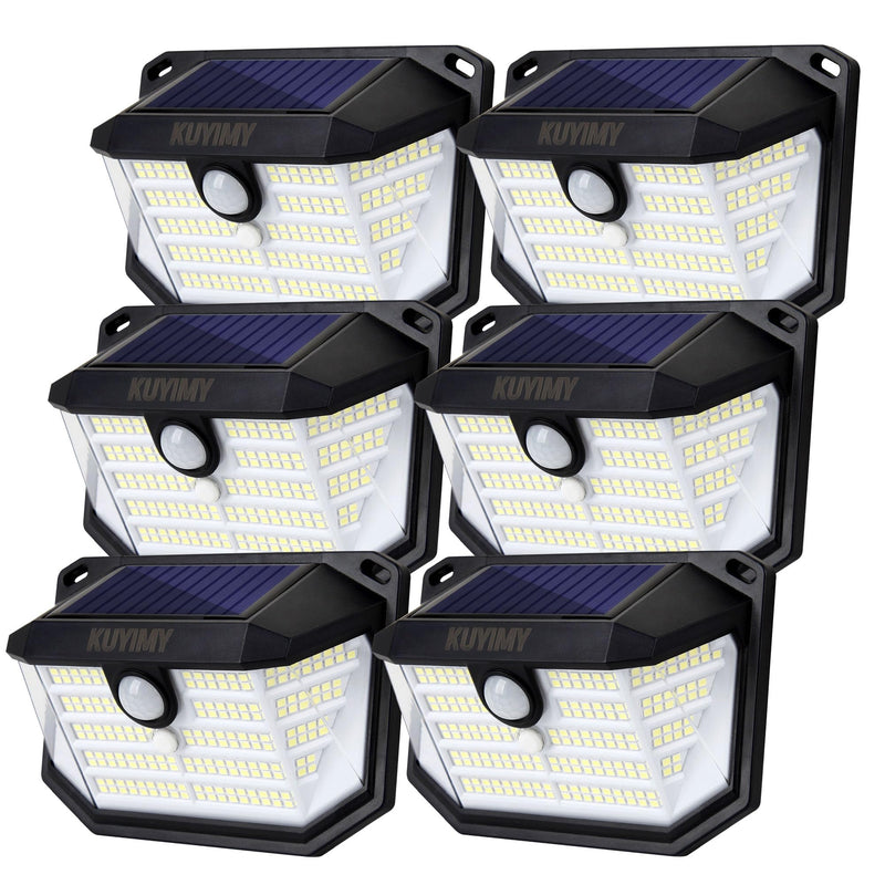 Solar Outdoor Lights, 230 LED with Motion Sensor and 3 Modes, IP65 Waterproof, 270° Wide Angle Light, Easy-to-Install Intelligent Security Wireless Wall Lights for Patio, Front Door(6 Pack) 6 Pack