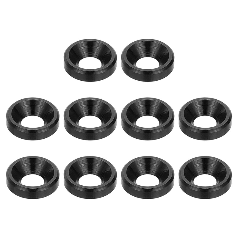 PATIKIL M3 Finishing Countersunk Washers, 10 Pack Head Washers Alloy Aluminum Screw Gaskets for Screw Bolt RC FPV PC Mechanical Accessories Parts, Black
