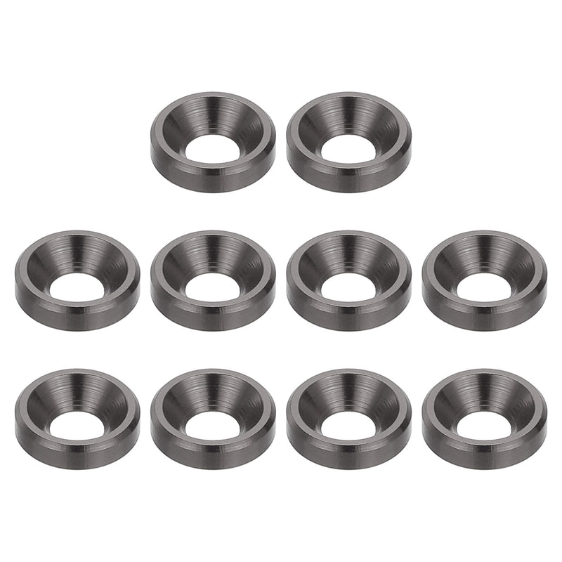 PATIKIL M3 Finishing Countersunk Washers, 10 Pack Head Washers Alloy Aluminum Screw Gaskets for Screw Bolt RC FPV PC Mechanical Accessories Parts, Iron Gray