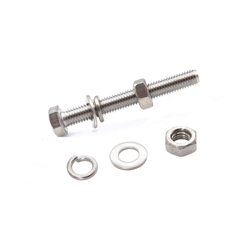 binifiMux 10-Pack M6 x 65mm Hexagon Screws Hex Bolts with M6 Hex Nuts M6 Flat Washers/Spring Lock Washers Set, 304/18-8, Plain Finish M6 x 65mm 40pcs