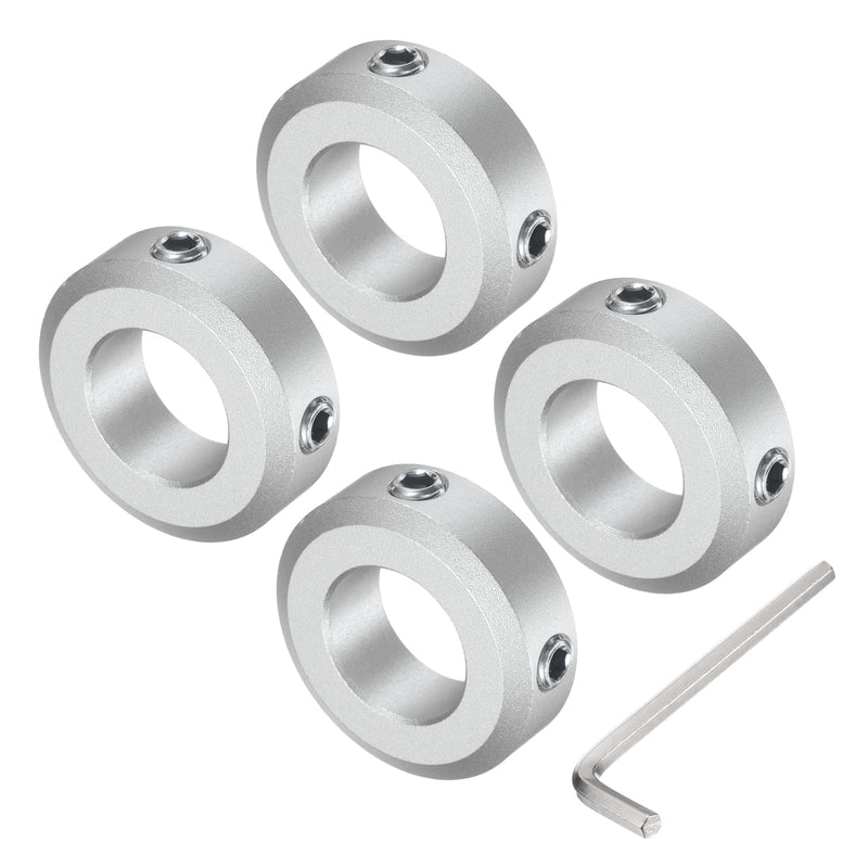 uxcell Set Screw Shaft Collar for 17mm Shaft, 4pcs Clamping Collars 32mm OD, 10mm Thickness, Aluminum Alloy Clamp-On Collar with M6 Set Screws and a Wrench