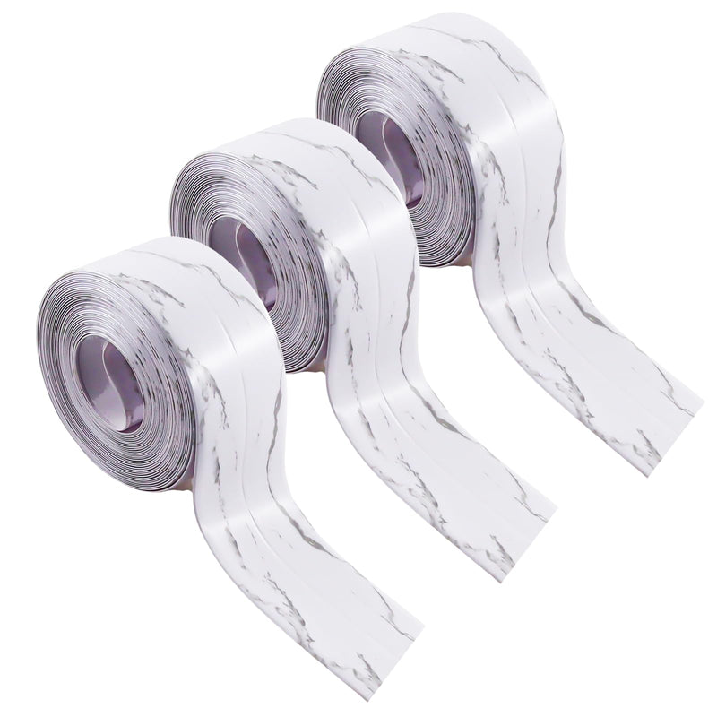 3 Rolls Sealing Caulk Tape Self Adhesive, Waterproof Caulking Tapes Sealant Strip for Bathroom Toilet Kitchen Countertop White Marble White Marble 3 Rolls