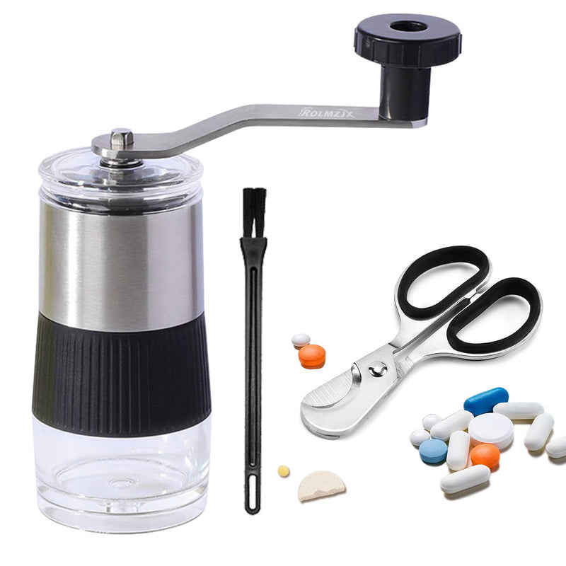 Pill Crusher with Pill Splitter,Baby Medicine Tablet Crusher Grinder, Grind Pills into Fine Powder,Mills for Feeding Tube, Pets & Kids
