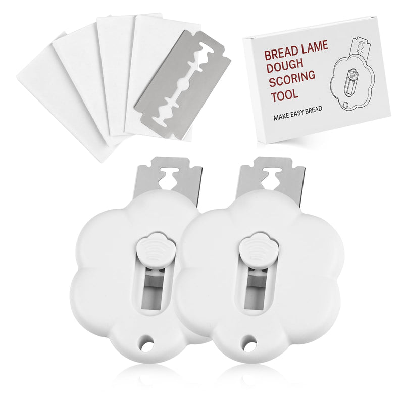 2PCS White Extractable & Magnetic Bread Lame Dough Scoring Tool Sourdough Baking -for Homemade Baking,Dough Knife white 2pcs