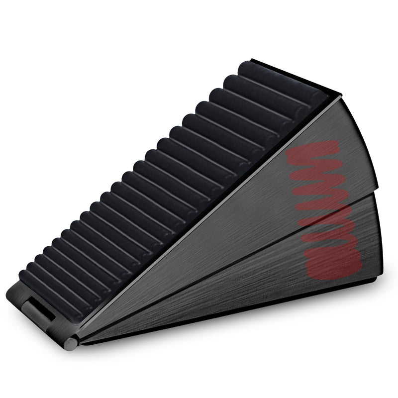 Strongest Adjustable Spring Loaded Large Door Stopper - Heavy Duty Tall Door Stop Wedge Door Stoppers for Bottom of Door, Tall up to 3 in Doorstop Stainless steels Made Suits Any Heavy Door 1 Pack Black