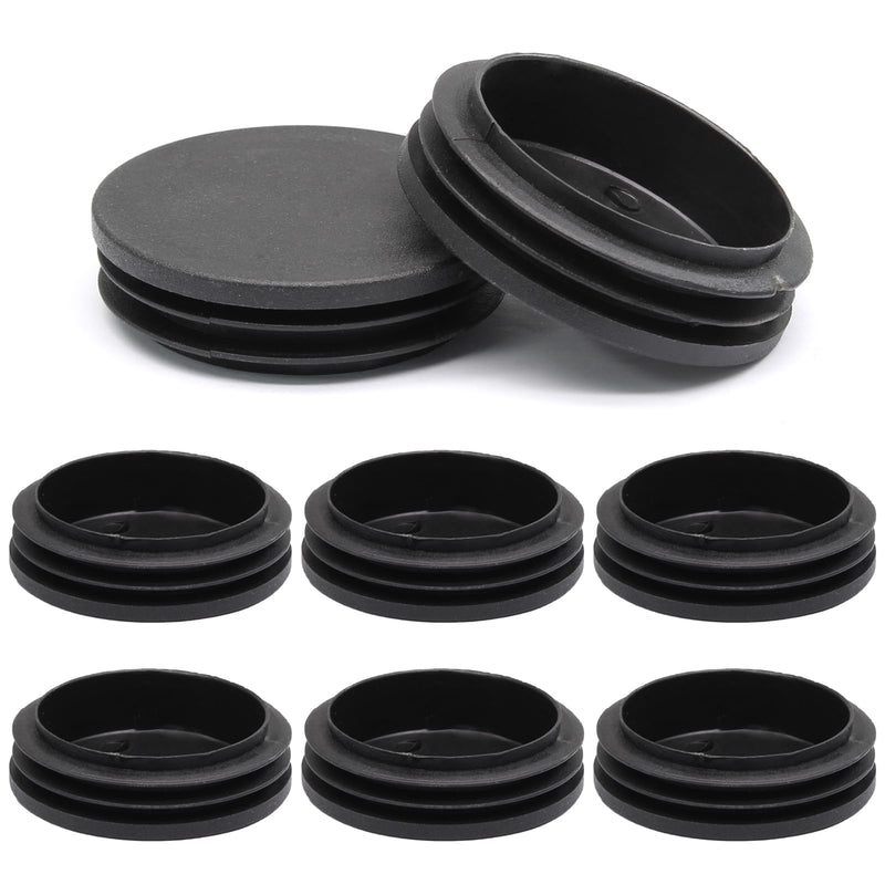 Hordion 8 Pcs 2 3/8" Round Plastic Plugs, Tubing End Cap Black Insert End Caps Floor Protector for Metal Tube Pipe Post Chairs Furniture 2 3/8 Inch
