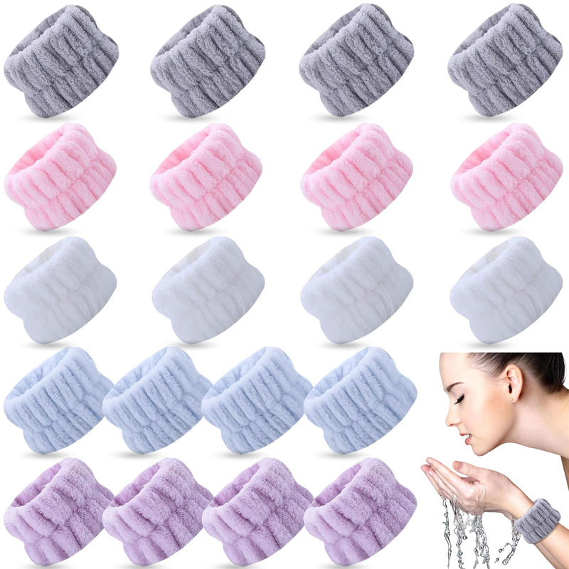20 Pcs Wrist Bands for Washing Face, Absorbent Face Washing Wristbands, Spa Wrist Towels Beauty Towel Bands Arm Bands for Washing Face for Prevent Water from Running Down Arms