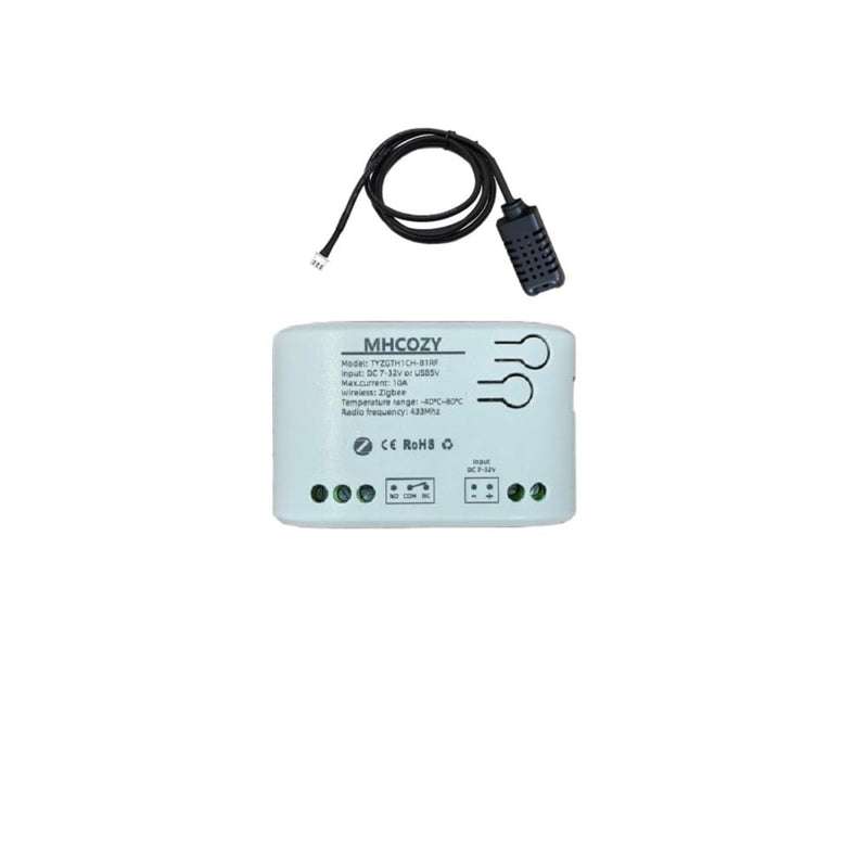 Zigbee Temperature & Humidity Controller, Extendable Probe Sensor, Tuya App Remote, 10A Relay Switch (T&H, 12, Volts) T&H 12 Volts